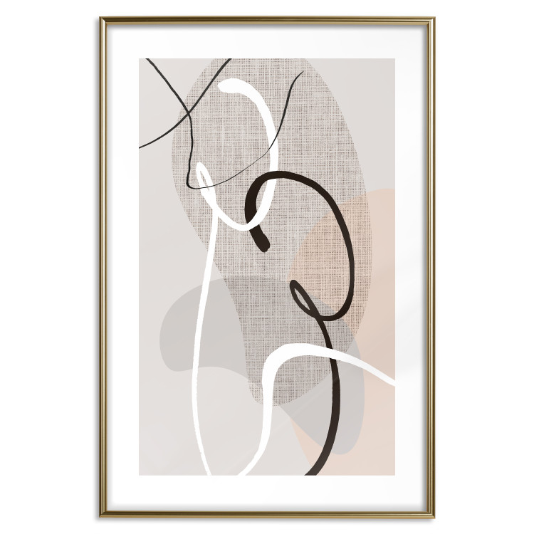 Wall Poster Love Configuration - abstract line art on fabric texture 128076 additionalImage 16