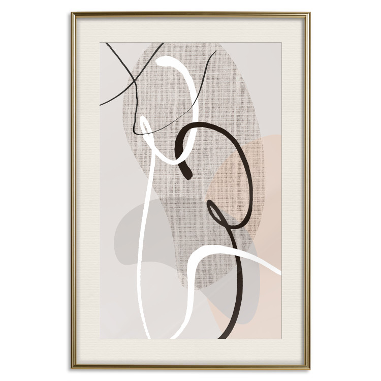 Wall Poster Love Configuration - abstract line art on fabric texture 128076 additionalImage 20