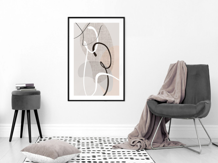 Wall Poster Love Configuration - abstract line art on fabric texture 128076 additionalImage 23
