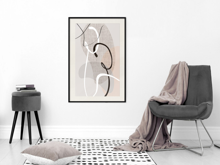 Wall Poster Love Configuration - abstract line art on fabric texture 128076 additionalImage 24