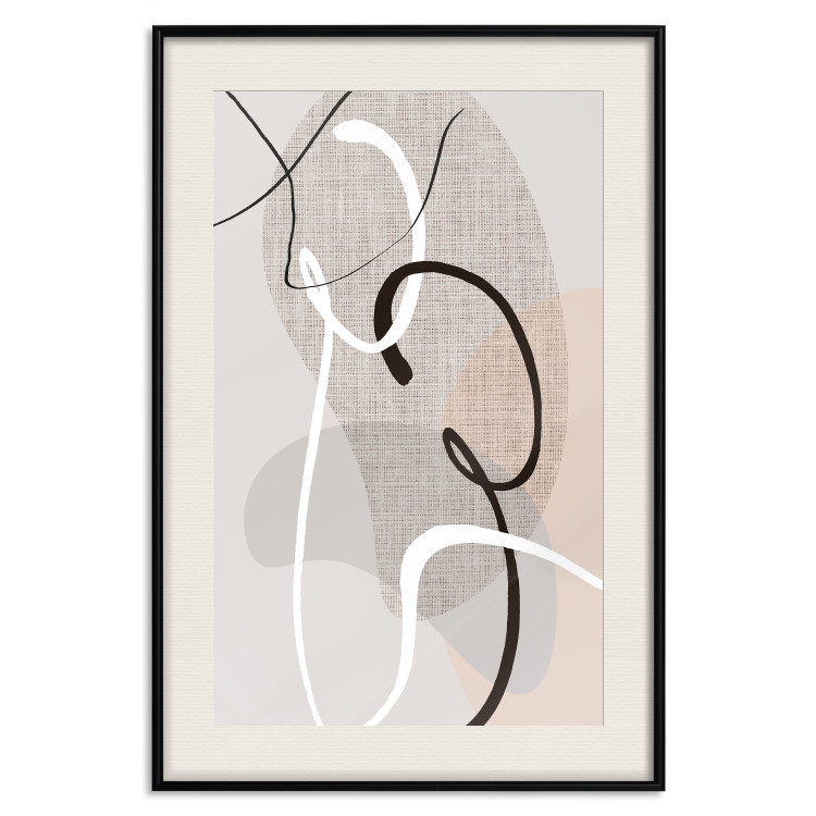 Wall Poster Love Configuration - abstract line art on fabric texture 128076 additionalImage 19