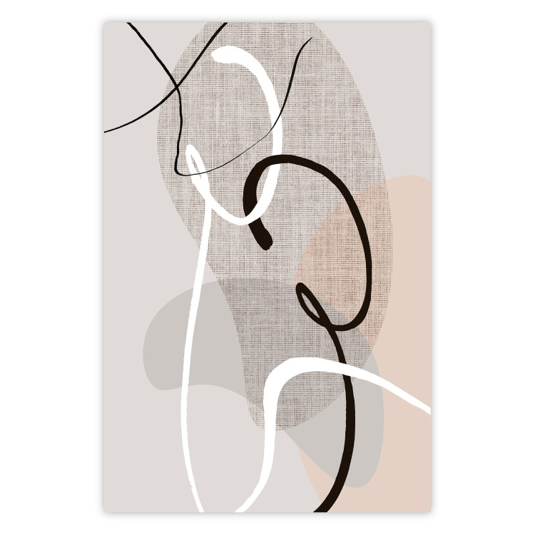 Wall Poster Love Configuration - abstract line art on fabric texture 128076
