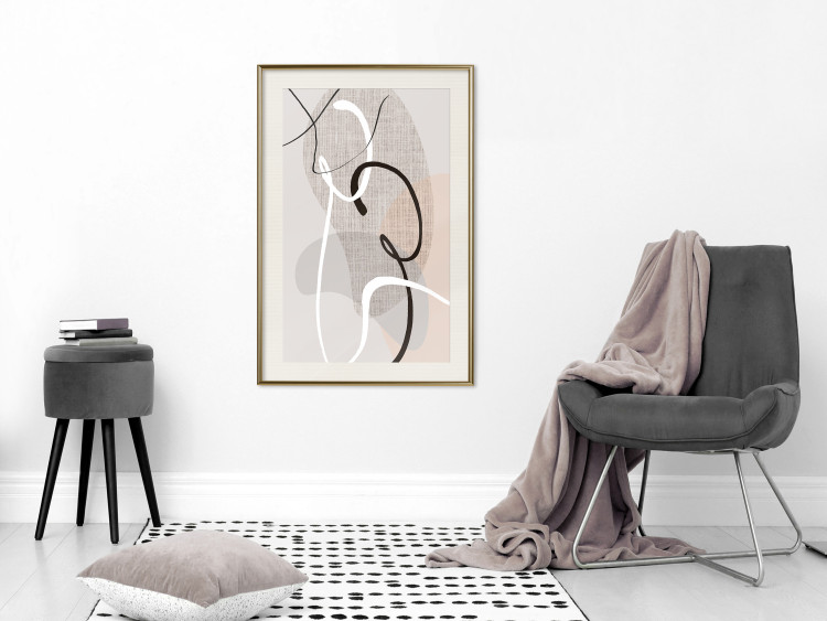 Wall Poster Love Configuration - abstract line art on fabric texture 128076 additionalImage 22