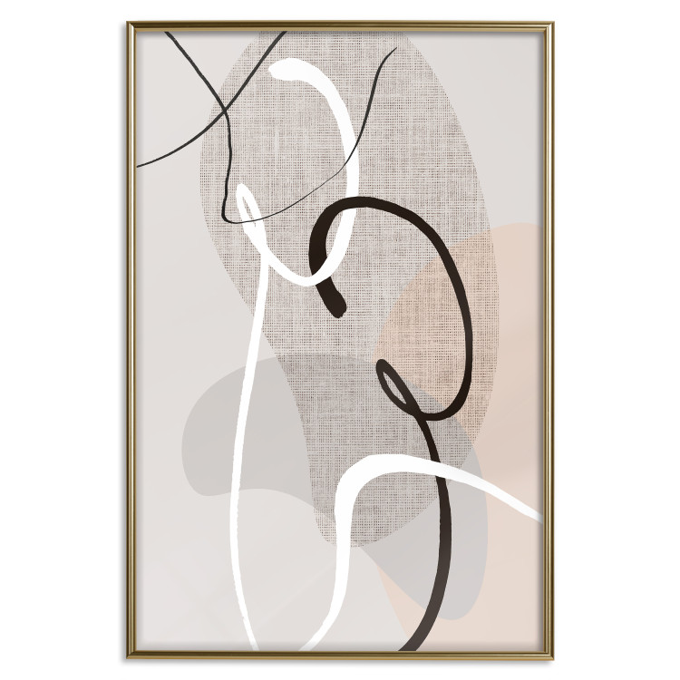 Wall Poster Love Configuration - abstract line art on fabric texture 128076 additionalImage 17