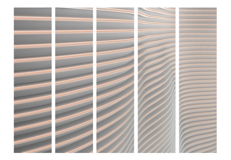 Room Divider Screen Cool Stripes II (5-piece) - gray-orange 3D abstraction 128976 additionalImage 3