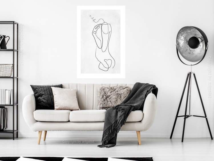 Wall Poster Linear Nude - abstract and black line art of a woman on a plain background 129776 additionalImage 3