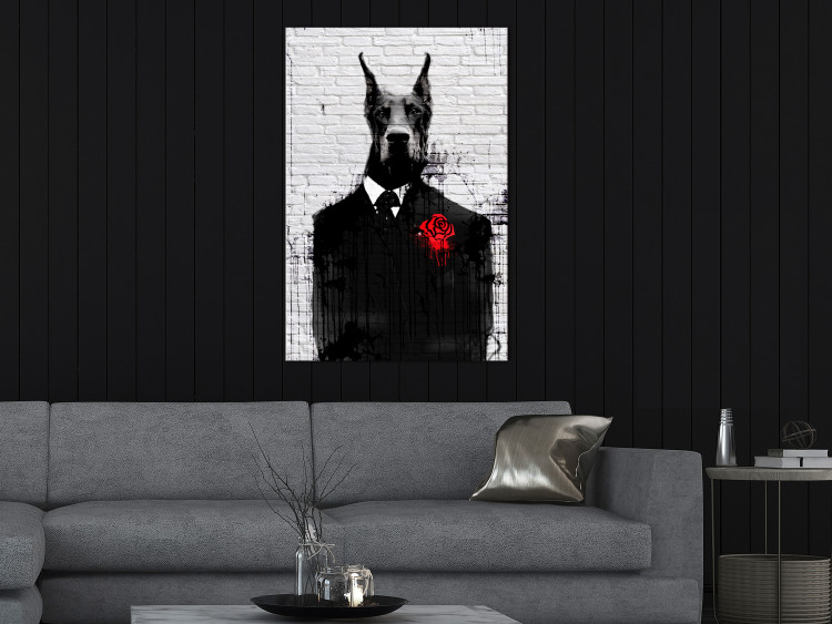Canvas Art Print Doberman in a Suit (1-piece) Vertical - abstract animal 130776 additionalImage 3