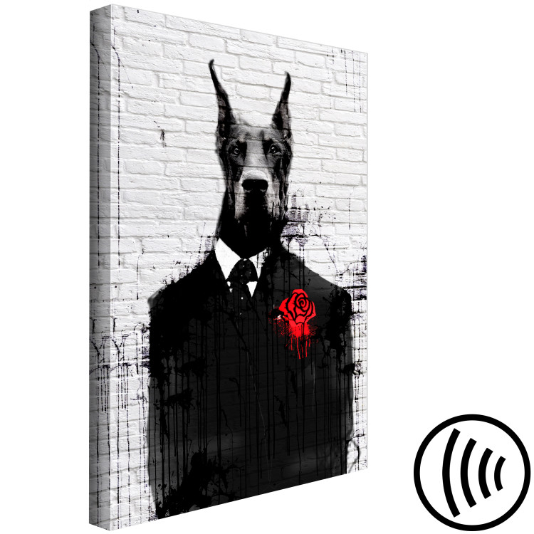 Canvas Art Print Doberman in a Suit (1-piece) Vertical - abstract animal 130776 additionalImage 6