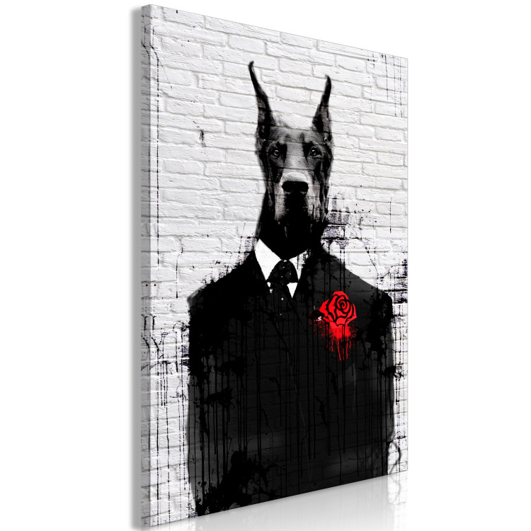Canvas Art Print Doberman in a Suit (1-piece) Vertical - abstract animal 130776 additionalImage 2
