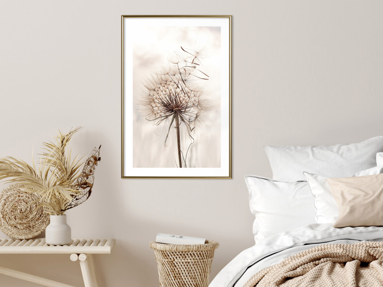 Poster Magnetic Breeze - dandelion flower in the wind in sepia colors 131776 additionalImage 15