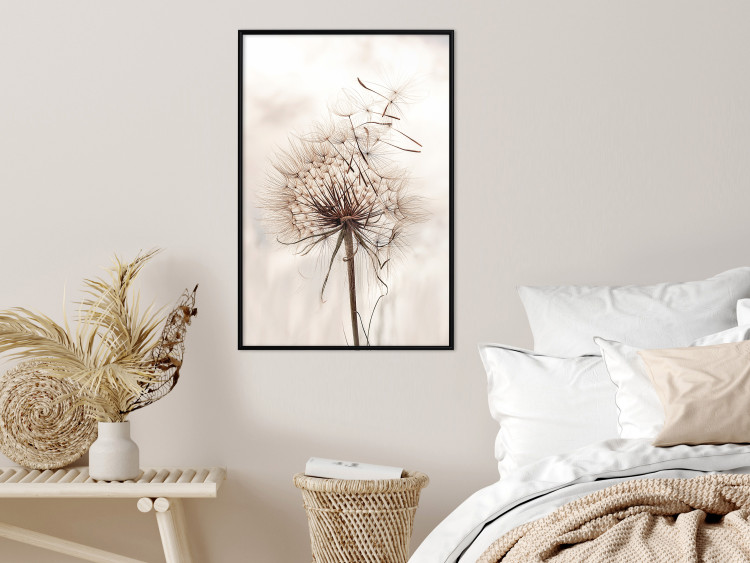 Poster Magnetic Breeze - dandelion flower in the wind in sepia colors 131776 additionalImage 4