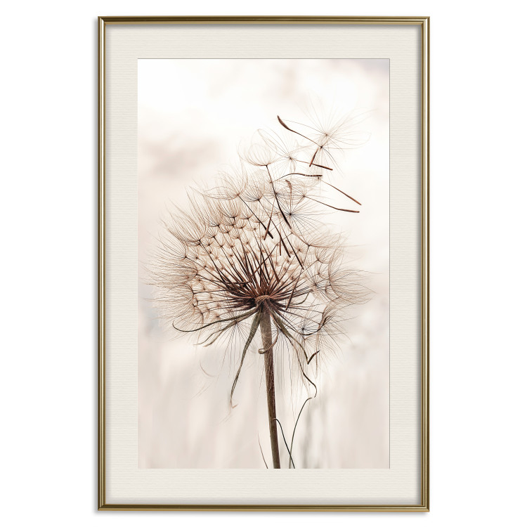 Poster Magnetic Breeze - dandelion flower in the wind in sepia colors 131776 additionalImage 21