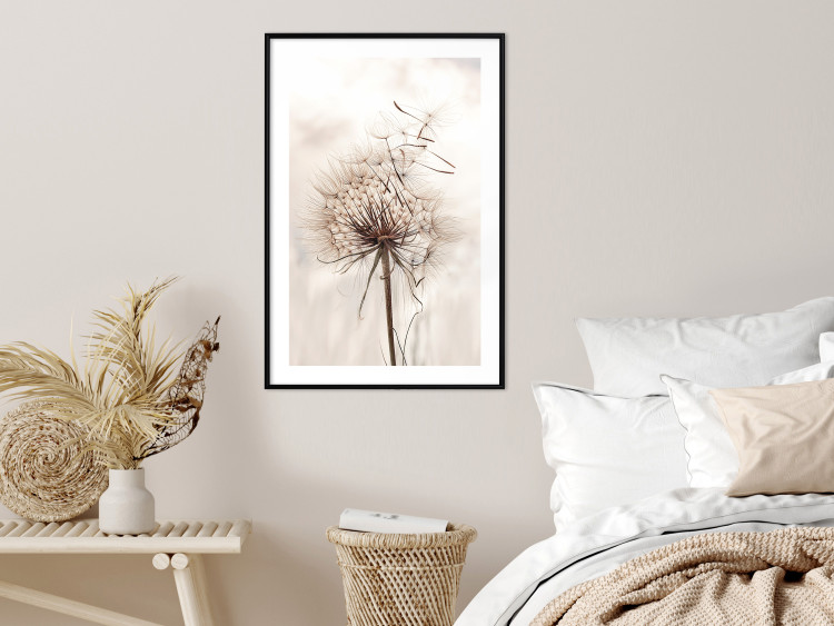 Poster Magnetic Breeze - dandelion flower in the wind in sepia colors 131776 additionalImage 17