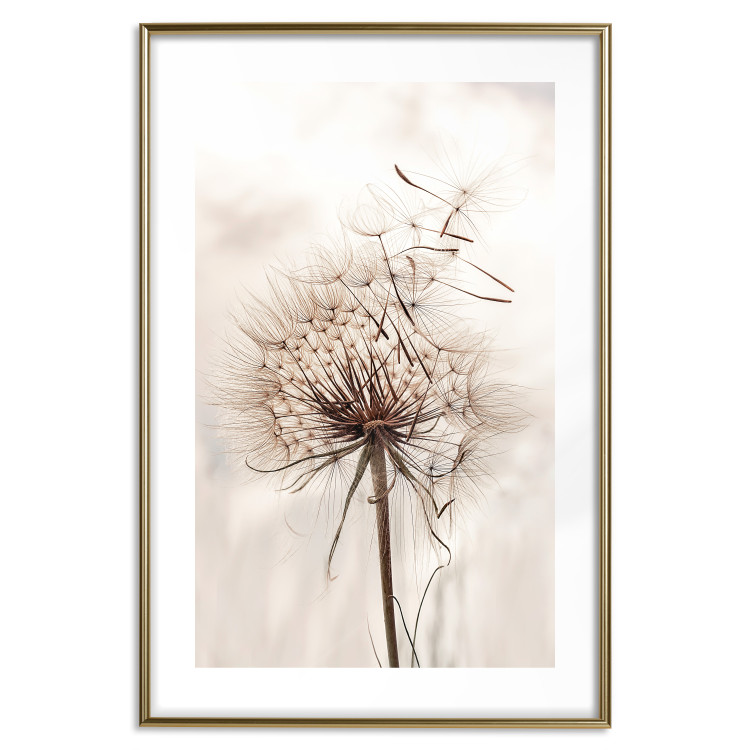 Poster Magnetic Breeze - dandelion flower in the wind in sepia colors 131776 additionalImage 19