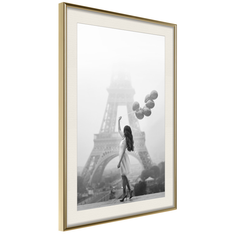 Poster Stroll in the Wind - woman with large balloons against the backdrop of the Eiffel Tower 132276 additionalImage 3