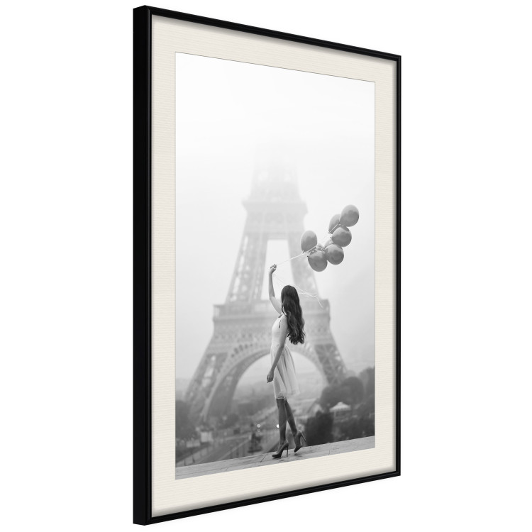 Poster Stroll in the Wind - woman with large balloons against the backdrop of the Eiffel Tower 132276 additionalImage 2