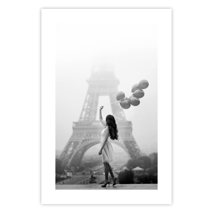 Poster Stroll in the Wind - woman with large balloons against the backdrop of the Eiffel Tower 132276 additionalImage 19