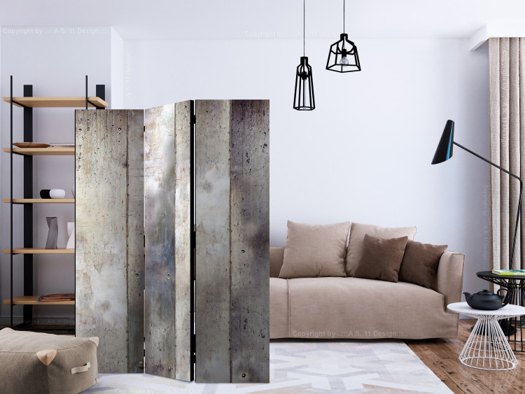 Folding Screen Shades of Gray (3-piece) - composition with a stone texture 132576 additionalImage 4