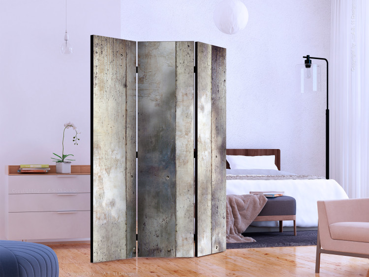 Folding Screen Shades of Gray (3-piece) - composition with a stone texture 132576 additionalImage 2
