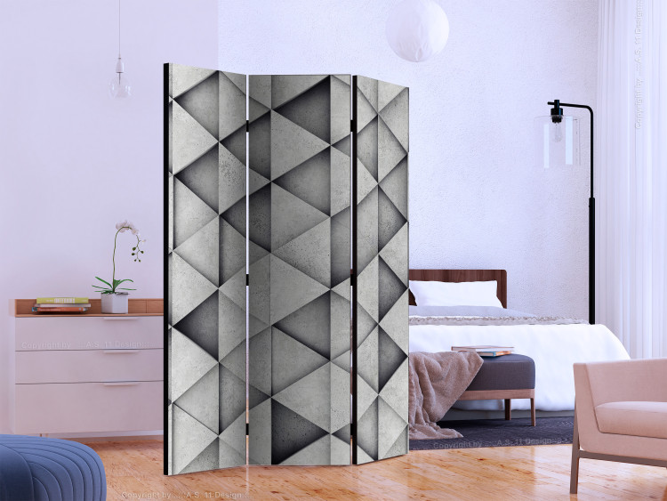 Room Divider Gray Triangles (3-piece) - simple composition in geometric shapes 132876 additionalImage 2