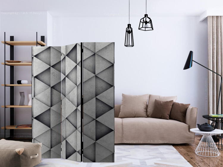 Room Divider Gray Triangles (3-piece) - simple composition in geometric shapes 132876 additionalImage 4