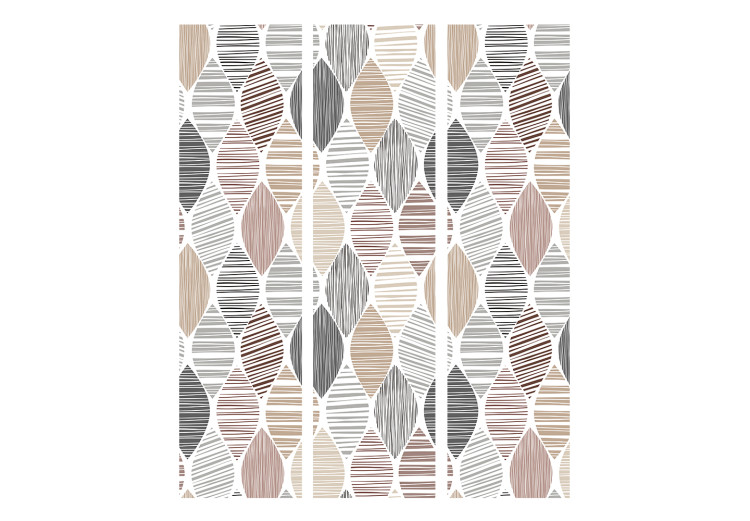 Room Divider Screen Teardrops (3-piece) - pattern in irregular stripes in warm shades 133176 additionalImage 3