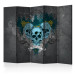 Room Divider Screen Darkness II (5-piece) - blue skulls and English writings 133276