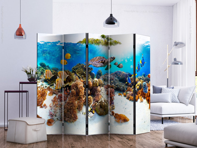 Room Divider Screen Coral Reef II (5-piece) - colorful fish and plants at the seabed 133376 additionalImage 2