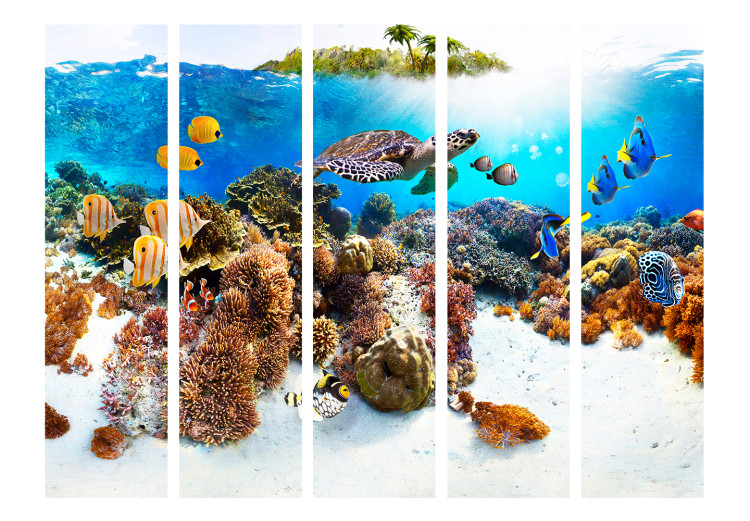 Room Divider Screen Coral Reef II (5-piece) - colorful fish and plants at the seabed 133376 additionalImage 3