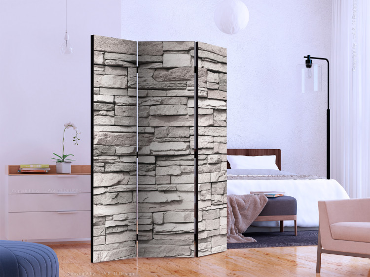 Room Separator Stone Elegance - gray texture of stone brick on the wall 133576 additionalImage 2