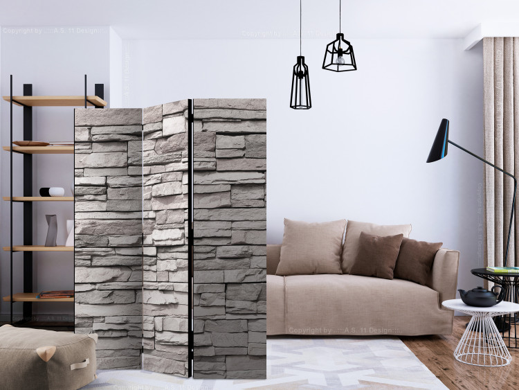 Room Separator Stone Elegance - gray texture of stone brick on the wall 133576 additionalImage 4