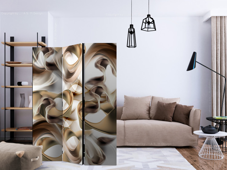 Room Divider Twisted World - brown smoke in abstract motif on light background 133676 additionalImage 4