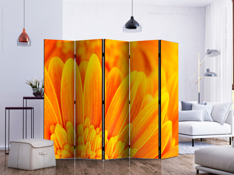 Room Divider Screen Yellow Gerbera II - plant composition of intensely yellow sunflower 133976 additionalImage 2