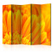 Room Divider Screen Yellow Gerbera II - plant composition of intensely yellow sunflower 133976
