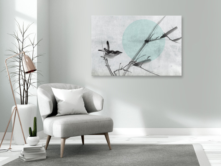 Canvas Art Print Bird on a branch - nature in the form of a sketch 134776 additionalImage 3