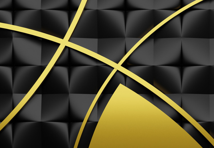Photo Wallpaper Abstract - gold hoops on black background with 3D geometric patterns 135776 additionalImage 4