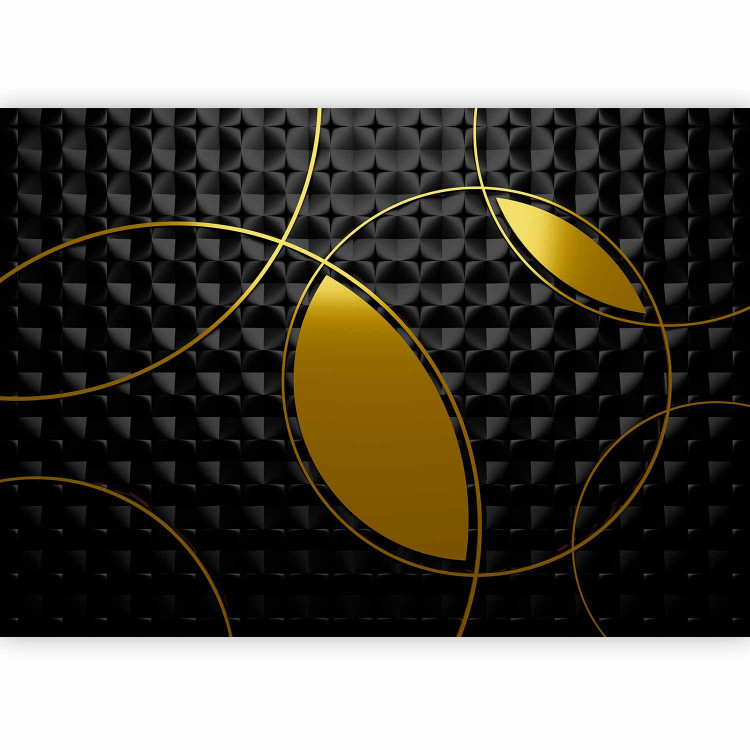 Photo Wallpaper Abstract - gold hoops on black background with 3D geometric patterns 135776 additionalImage 5