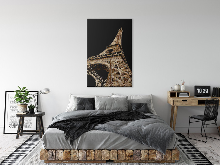 Canvas French Flash (1-piece) Vertical - Eiffel Tower on a black background 137876 additionalImage 3
