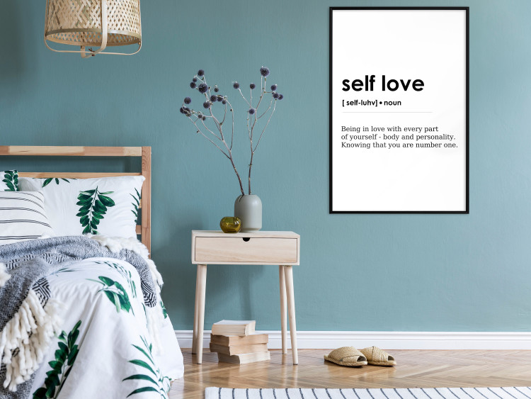 Wall Poster Self Love - black English texts on a contrasting white background 138876 additionalImage 2