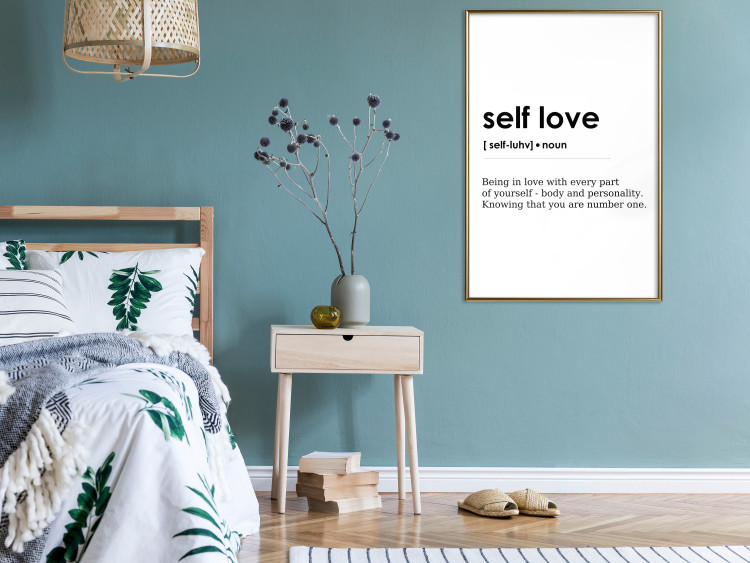 Wall Poster Self Love - black English texts on a contrasting white background 138876 additionalImage 9