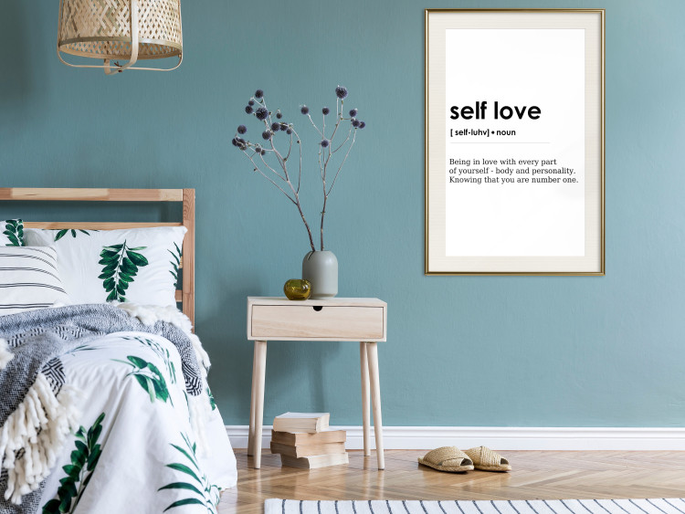 Wall Poster Self Love - black English texts on a contrasting white background 138876 additionalImage 24