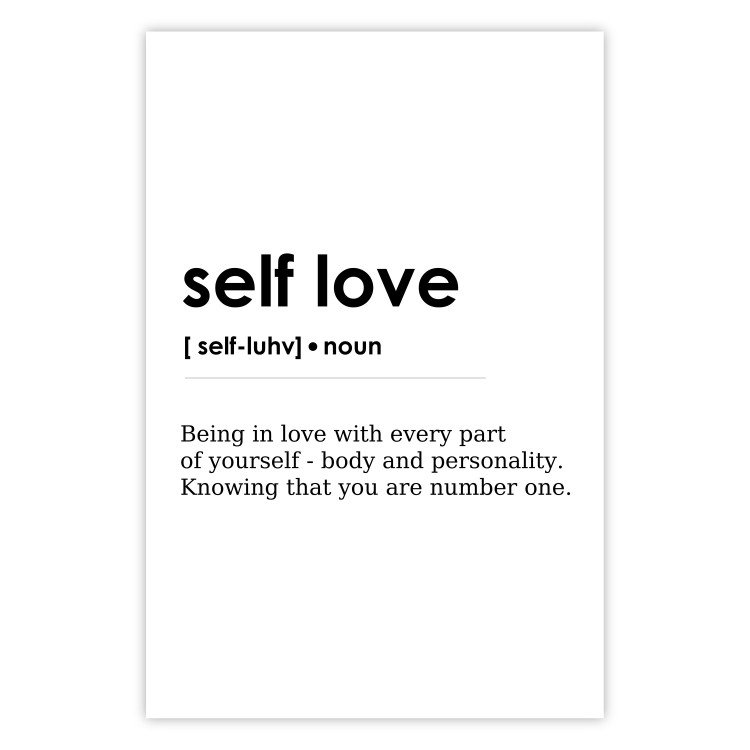 Wall Poster Self Love - black English texts on a contrasting white background 138876