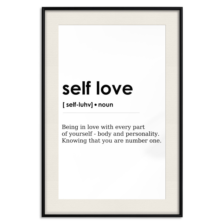 Wall Poster Self Love - black English texts on a contrasting white background 138876 additionalImage 20