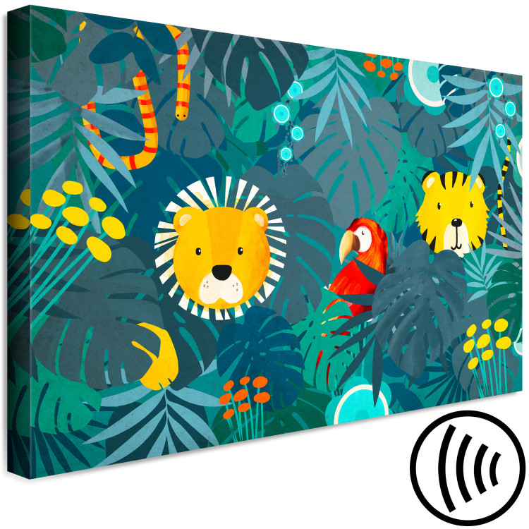 Canvas Art Print Animals Among Leaves (1-piece) Wide - composition for children 143576 additionalImage 6