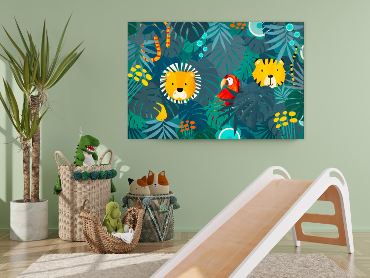 Canvas Art Print Animals Among Leaves (1-piece) Wide - composition for children 143576 additionalImage 3