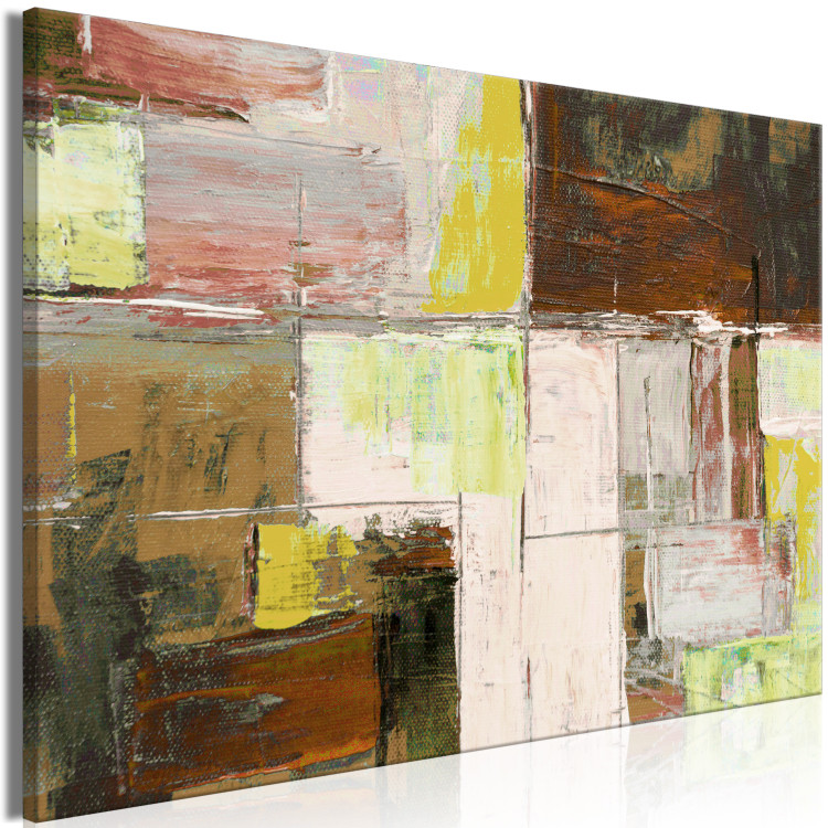 Canvas Print Oil Abstraction (1-piece) - geometric composition in browns 145176 additionalImage 2