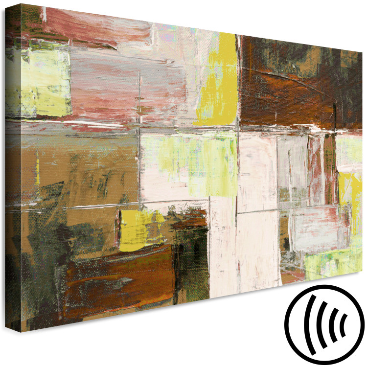 Canvas Print Oil Abstraction (1-piece) - geometric composition in browns 145176 additionalImage 6