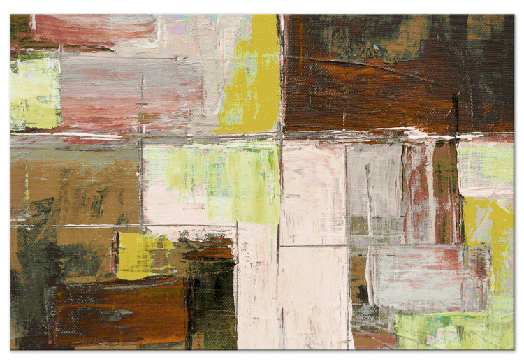 Canvas Print Oil Abstraction (1-piece) - geometric composition in browns 145176