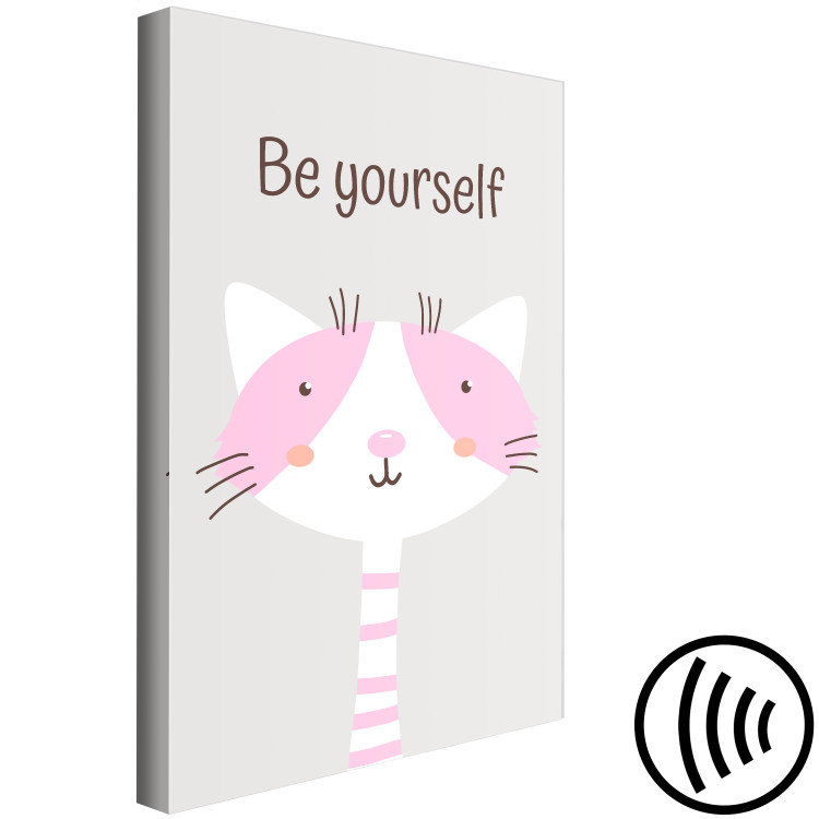 Canvas Print Be Yourself (1-piece) - pink cat and motivating slogan for children 146576 additionalImage 6