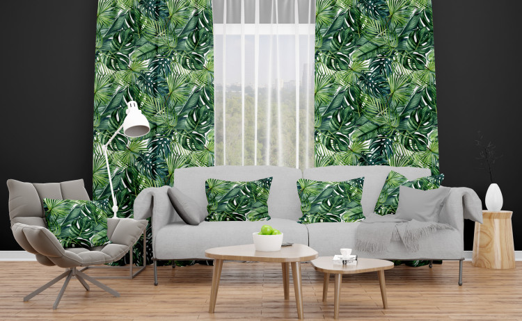 Decorative Curtain Green corner - leaves of various shapes, shown on a white background 147276 additionalImage 7